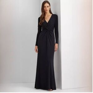 Ralph Lauren Nadria Black Evening Dress Wedding Guest Gown Size 4 Petite NWOT